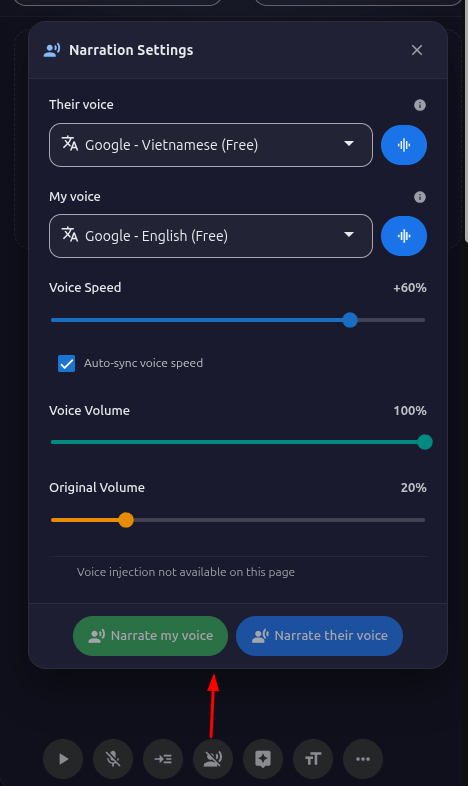 Narration Settings