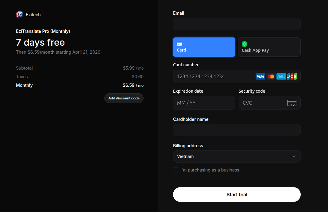 Payment Page